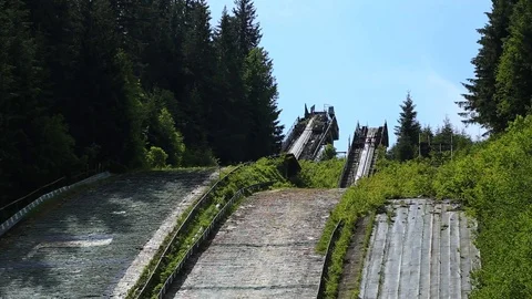 Ski jumping in Ukraine Stock Footage 98643175