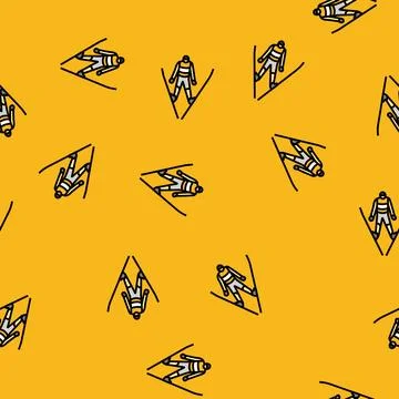 Ski jumping winter sport vector seamless pattern 스톡 일러스트