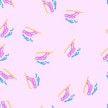 Ski jumping winter sport vector seamless pattern Illustrazione stock