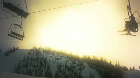 Ski lift by dawn Stock Footage 18518184