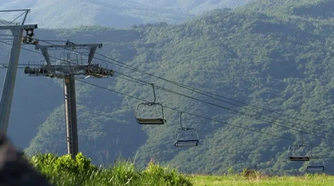 Ski lift does not work Stock Footage 68807333