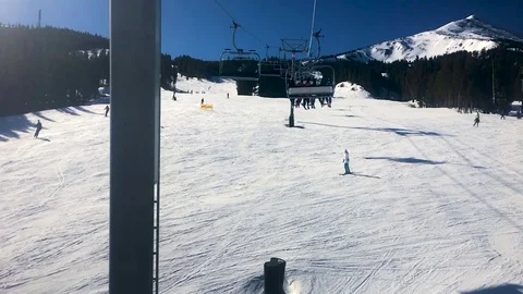 On a Ski Lift Stockbeeldmateriaal 84711247