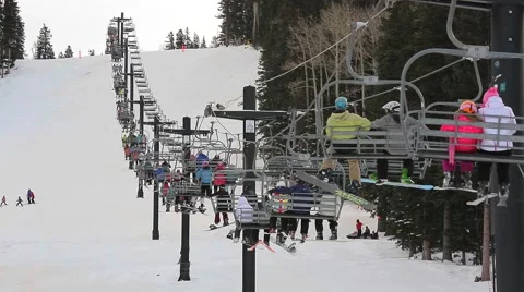 Ski Lift looking up mountain Stock Footage 40522187