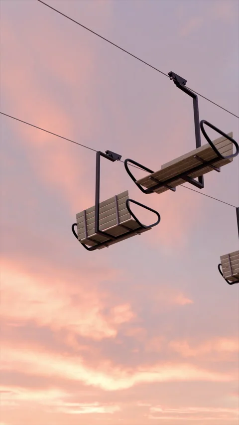 Ski Lift Looping Under Breathtaking Sunset Sky With Vibrant Colors Stock Footage 315468189