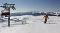 Ski Lift Mountain Beautiful Landscape Skier Passing Snow Covered Slope Free Ride HD Footage