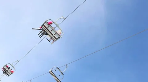 Ski lift on mountain Stock Footage 8686584