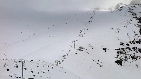 Ski lift in the mountain Stock Footage 107772142