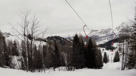 A ski lift in mountains, action camera footage Vidéo 100880963