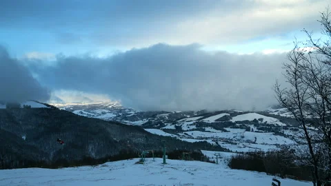 Ski lift in the mountains time lapse Stock Footage 86025621