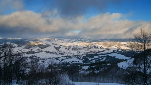 Ski lift in the mountains time lapse Stock Footage 86764963