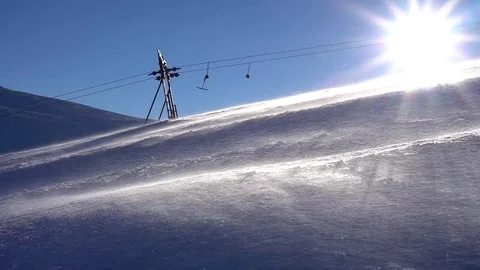 Ski lift moving up to the mountain. 스톡 동영상 73297447