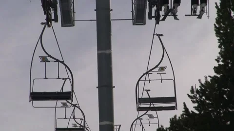 Ski Lift in Operation Stock Footage 1038035