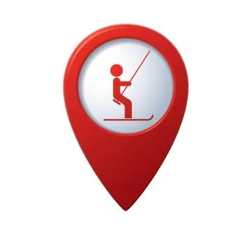 Ski lift red map pointer Stock Illustration
