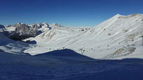 Ski Lift Running Deep in the Mountain Valley Stock Footage 72156126