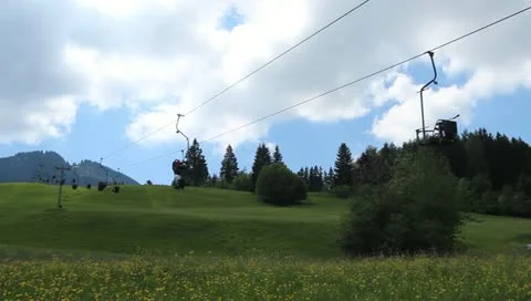 Ski Lift - Running - Empty in Summer Stock Footage 11132016