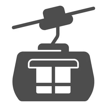 Ski lift solid icon, Winter season concept, cable car sign on white background イラスト素材