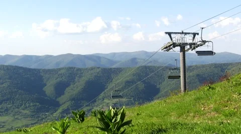 Ski lift in summer Stock Footage 68807317