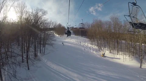 Ski lift with sunset Stock Footage 35330856