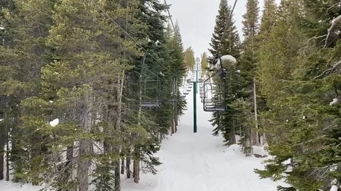 Ski Lift Through Forest Stock Footage