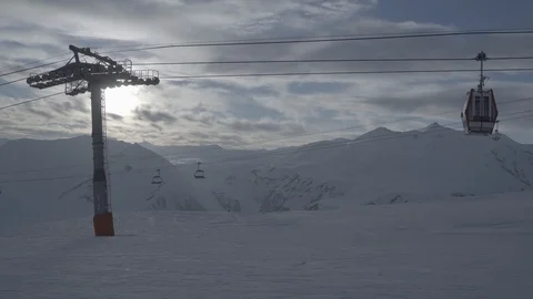 Ski lift time-lapse on ski resort gudauri georgia Stock Footage 103309686