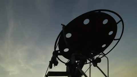 Ski Lift Upper Wheel Rotating Silhouetted Against The Sky Stock Footage 267481877
