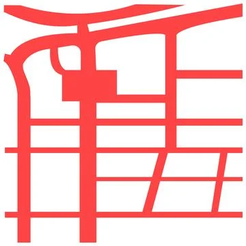 Ski line icon on white background. Red road map illustration Stock Illustration