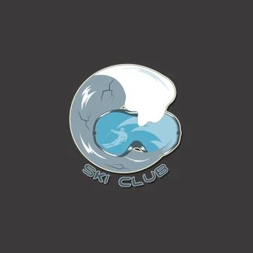 Ski logo design template elements イラスト素材