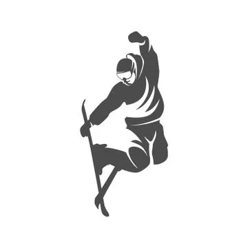 Ski logo design template elements 스톡 일러스트