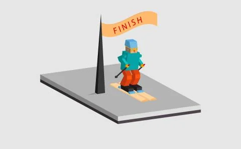 Ski man start, isometric Stock Illustration