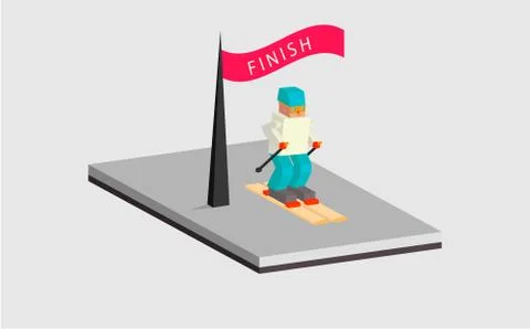 Ski man start, isometric 스톡 일러스트