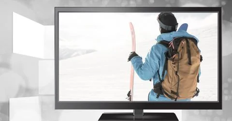 Ski man on television Foto stock