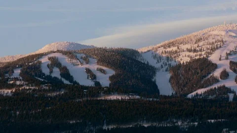 Ski mountain at sunset Stock Footage 113236397