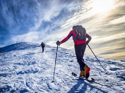 Ski mountaineering in the italian alps Stock Photos