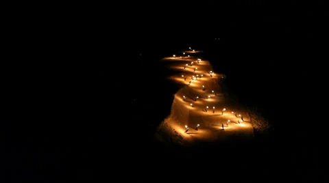 Ski at night on Valle Nevado - Chile Stock Footage 34343058