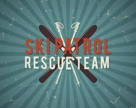 Ski patrol vector background, brochure and label. The camp concept of flyer for Stock Illustration