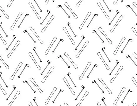 Ski pattern seamless. graphic line vector background. Skiing texture. Vector Illustrazione stock