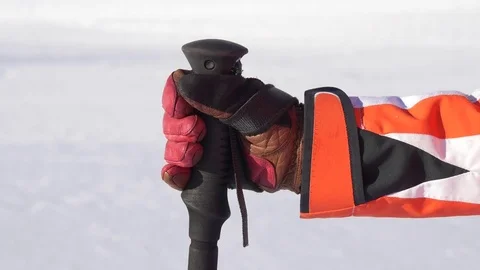 Ski pole in hand Stock Footage 72375859