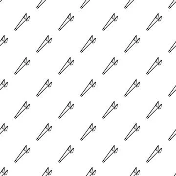 Ski poles pattern repeating black and white background Stock Illustration