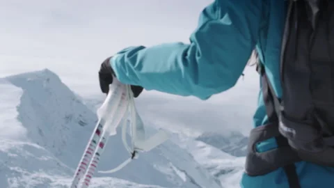 Ski Poles With Winter Background Stock Footage 144834513