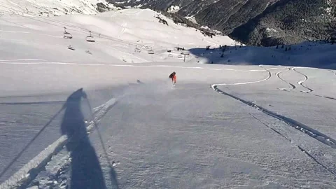 Ski powder tracking Stock Footage