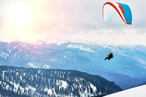 Ski resort in the Alpine mountains. Active winter recreation for skiers and Stock Photos