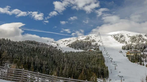 Ski resort in Austrian Alps time-lapse Stock Footage 34995128