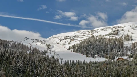 Ski resort in Austrian Alps zooming time-lapse Stock Footage 35009673