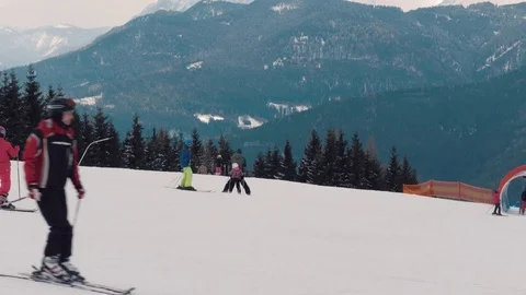 Ski resort with beautiful mountain view in austrian alps Video stock 73642123