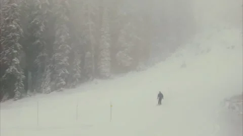 Ski Resort In Beautiful Mountains In Cold Stock-Footage 45479814