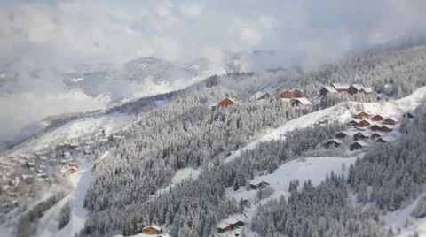 Ski resort chalets landscape timelapse Stock Footage 35196663