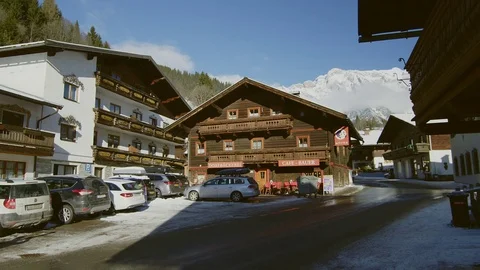 Ski resort Dienten with holiday apartments Stock Footage