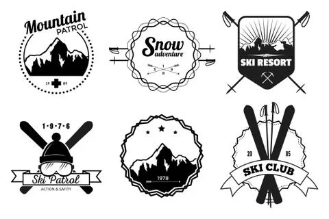Ski Resort Emblems Illustrazione stock