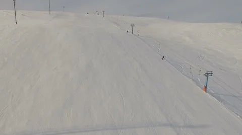 Ski resort. Flying along the ski lift. Stock Footage 59590896