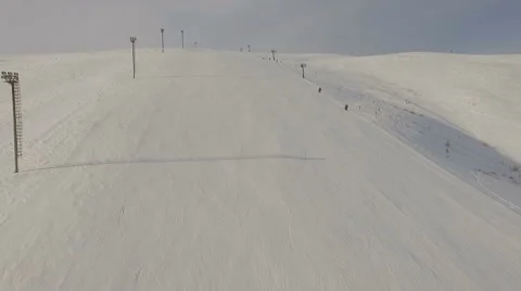 Ski resort. Flying up the slope. Stock Footage 59592902